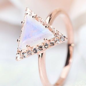 Rose Gold Plated Moonstone Ring with Topaz